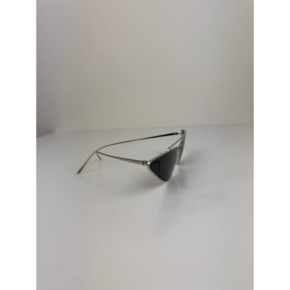 Prada SPR 63U Silver Metal Frame Dark Gray Lens Fashion Cat Eye Sunglasses RARE - Picture 4 of 11